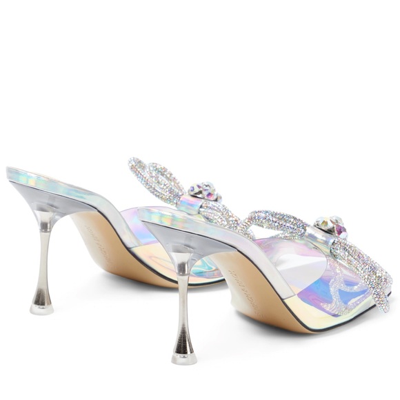 MACH & MACH Double Bow Iridescent PVC Mules Crystal embellished Pumps 7.5 - Picture 13 of 13
